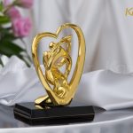 Quà tặng đám cưới: Tượng trái tim Song Hoàn Hỷ Sự mạ vàng 4
