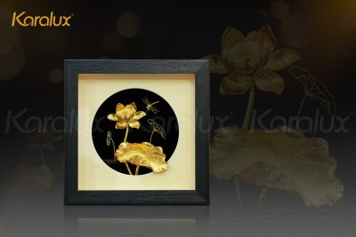 Bức tranh hoa sen mạ vàng 24K