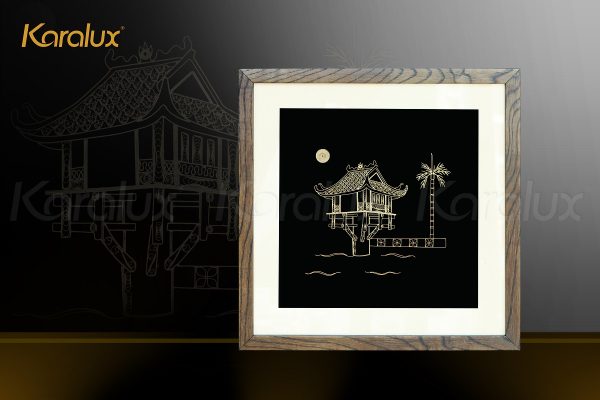 Tranh Chùa Một Cột mạ vàng 9