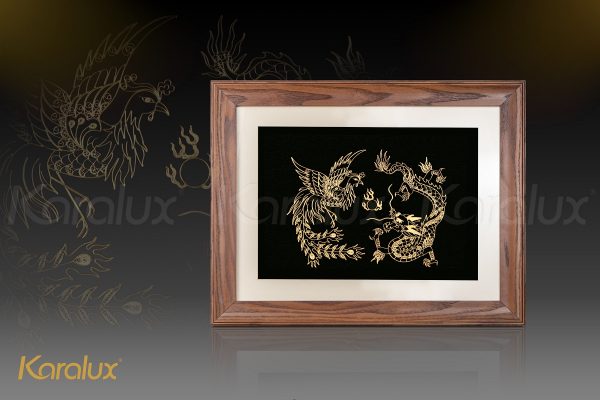Tranh long phụng sum vầy mạ vàng 1