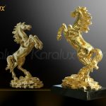 Tượng ngựa phong thủy mạ vàng 11